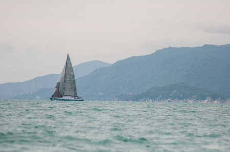 SAMUI, THAILAND - MAY 31 2013: Samui regatta 2013 event. Racing yacht in a sea on Friday 31 May 2013 in Ko Samui island, Suratthani, Thailand.のeditorial素材
