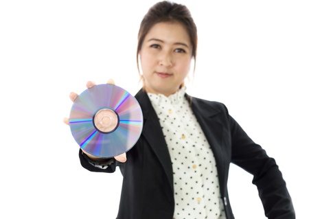 Cute asain woman in black shirt isolated on white background.の写真素材