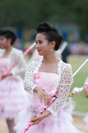 kO SAMUI,SURAT THANI - JULY 19 : Unidentified Thai students 13 - 16 years old  in ceremony uniform during sport parade  on July 19, 2012 in ko samui, Surat Thani, Thailand.のeditorial素材