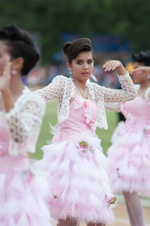 kO SAMUI,SURAT THANI - JULY 19 : Unidentified Thai students 13 - 16 years old  in ceremony uniform during sport parade  on July 19, 2012 in ko samui, Surat Thani, Thailand.のeditorial素材