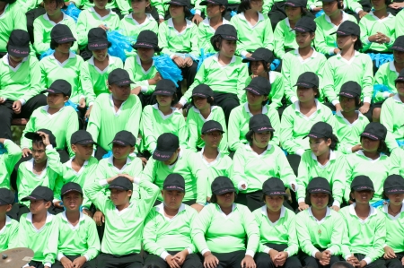 kO SAMUI,SURAT THANI - JULY 19 : Unidentified Thai students 13 - 16 years old  in in action on stand...