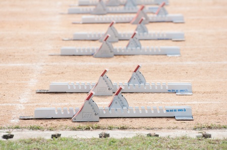 kO SAMUI,SURAT THANI - JULY 19 : Start  equipment on track in sport day on July 19, 2012 in ko samui, Surat Thani, Thailand.のeditorial素材