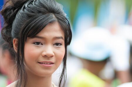 kO SAMUI,SURAT THANI - JULY 19 : Unidentified Thai students 13 - 16 years old  in ceremony uniform during sport parade  on July 19, 2012 in ko samui, Surat Thani, Thailand.のeditorial素材