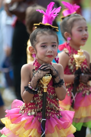 KO SAMUI,SURAT THANI - JULY 18 : Unidentified Thai students 4 - 7 years old in ceremony uniform during sport parade on July 18, 2012 in ko samui, Surat Thani, Thailand.のeditorial素材