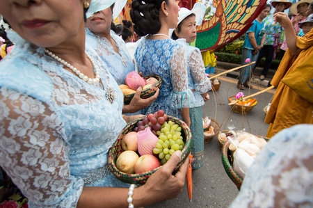 KO SAMUI - OCTOBER 27: "NGAN DUAN SIB" Traditional of buddhist festival; Decorations of the parade on October 27, 2013 in Ko Samui Surat Thani, Thailand.のeditorial素材