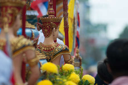 SURAT THANI - OCTOBER 20: NGAN DUAN SIB Traditional of buddhist festival; Decorations of the parade...