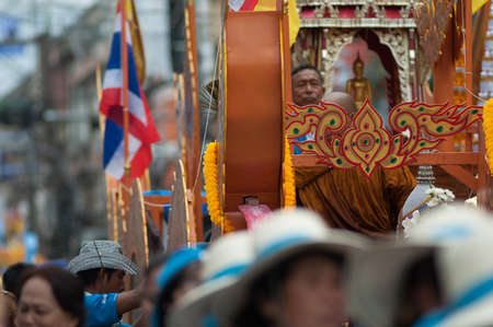 SURAT THANI - OCTOBER 20: NGAN DUAN SIB Traditional of buddhist festival; Decorations of the parade...