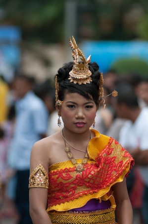 SURAT THANI - OCTOBER 20: "NGAN DUAN SIB" Traditional of buddhist festival; Decorations of the parade on October 20, 2013 in Surat Thani, Thailand.のeditorial素材
