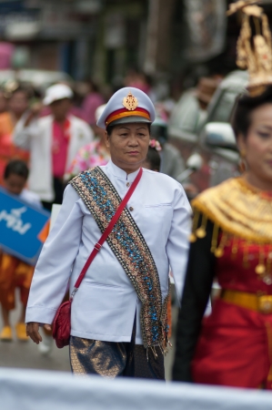 SURAT THANI - OCTOBER 20: "NGAN DUAN SIB" Traditional of buddhist festival; Decorations of the parade on October 20, 2013 in Surat Thani, Thailand.のeditorial素材