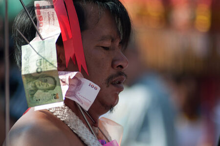 KO SAMUI, THAILAND - FEBRUARY 8: Unidentified people in Ko samui chinese newyear festival on...