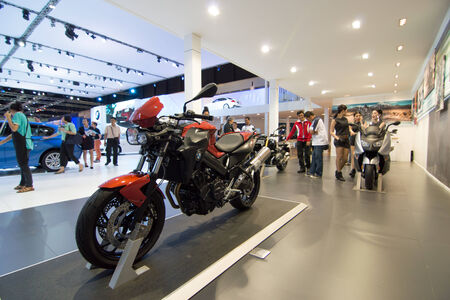BANGKOK - MARCH 31 : BMW motor bike on display at Bangkok International Motor Show 2014 on March 31, 2014 in Bangkok, Thailand.のeditorial素材