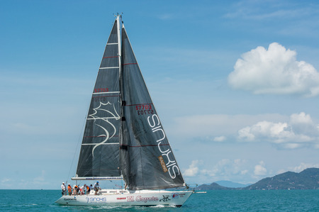 SAMUI, THAILAND - MAY 31 : Samui regatta 2014 event. Racing yacht in a sea on 31 May 2014 in Ko Samui island, Suratthani, Thailand.のeditorial素材