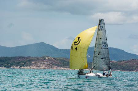 SAMUI, THAILAND - MAY 31 : Samui regatta 2014 event. Racing yacht in a sea on 31 May 2014 in Ko Samui island, Suratthani, Thailand.のeditorial素材