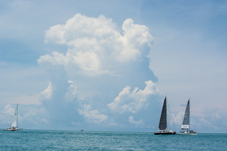 SAMUI, THAILAND - MAY 31 : Samui regatta 2014 event. Racing yacht in a sea on 31 May 2014 in Ko Samui island, Suratthani, Thailand.のeditorial素材