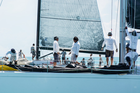 SAMUI, THAILAND - MAY 31 : Samui regatta 2014 event. Racing yacht in a sea on 31 May 2014 in Ko Samui island, Suratthani, Thailand.のeditorial素材
