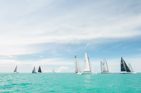 SAMUI, THAILAND - MAY 31 : Samui regatta 2014 event. Racing yacht in a sea on 31 May 2014 in Ko Samui island, Suratthani, Thailand.のeditorial素材