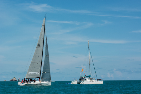 SAMUI, THAILAND - MAY 31 : Samui regatta 2014 event. Racing yacht in a sea on 31 May 2014 in Ko Samui island, Suratthani, Thailand.のeditorial素材
