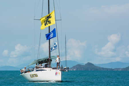 SAMUI, THAILAND - MAY 31 : Samui regatta 2014 event. Racing yacht in a sea on 31 May 2014 in Ko Samui island, Suratthani, Thailand.のeditorial素材