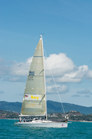 SAMUI, THAILAND - MAY 31 : Samui regatta 2014 event. Racing yacht in a sea on 31 May 2014 in Ko Samui island, Suratthani, Thailand.のeditorial素材