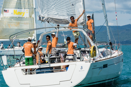 SAMUI, THAILAND - MAY 31 : Samui regatta 2014 event. Racing yacht in a sea on 31 May 2014 in Ko Samui island, Suratthani, Thailand.のeditorial素材