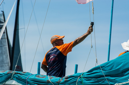 SAMUI, THAILAND - MAY 31 : Samui regatta 2014 event. Racing yacht in a sea on 31 May 2014 in Ko Samui island, Suratthani, Thailand.のeditorial素材