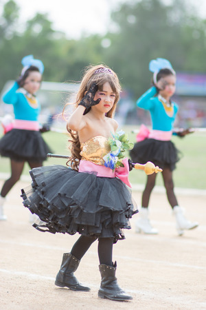 KO SAMUI,SURAT THANI - JULY 23 : Unidentified Thai students 6 - 18 years old in ceremony uniform during sport parade on July 23, 2014 in ko samui, Surat Thani, Thailand.のeditorial素材