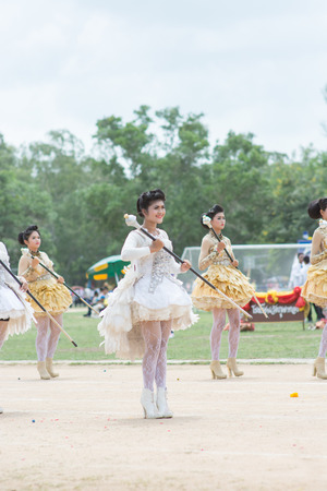 KO SAMUI,SURAT THANI - JULY 23 : Unidentified Thai students 6 - 18 years old in ceremony uniform during sport parade on July 23, 2014 in ko samui, Surat Thani, Thailand.のeditorial素材