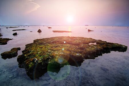 Seascape of nathon beach, ko samui, thailand at dusk.の写真素材
