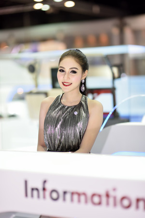 Nonthaburi,Thailand - March 24th, 2015: Volkswagen booth with presenter ,showed in Thailand the 36th Bangkok International Motor Show on 24 March 2015のeditorial素材