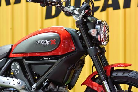 Nonthaburi,Thailand - March 24th, 2015: Ducati scrambler super bike ,showed in Thailand the 36th...