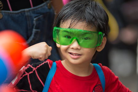 CHIANGMAI, THAILAND - APRIL 12: Foreigners and Thai people enjoy splashing water together in songkran festival on April 12, 2015in Chiangmai, Thailand.のeditorial素材