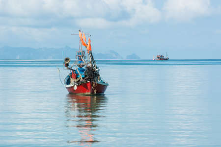 Single lonely boat, ko samui, thailand.の写真素材