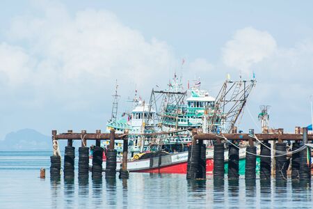 Old Nathon pier recent major route to the island, ko samui, thailand.のeditorial素材