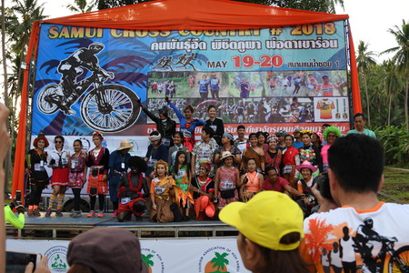KO SAMUI, THAILAND - MAY 20: Unidentified runners in action at the Samui cross country 2018 on May 20,2018 in Ko Samui island, Thailand. The first of trail running in ko samui thailand.のeditorial素材