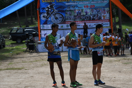 KO SAMUI, THAILAND - MAY 20: Unidentified runners in action at the Samui cross country 2018 on May 20,2018 in Ko Samui island, Thailand. The first of trail running in ko samui thailand.のeditorial素材
