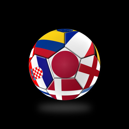 Football 2018, Illustration of mixed flag on one ball.の写真素材
