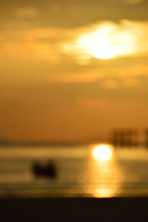 Blurred seascape, Nice colorful sunset over the ocean.の写真素材