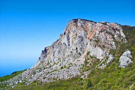 Crimean mountains, sea and skyの写真素材