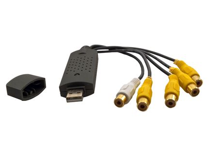 USB-TV adapter on a white backgroundの写真素材