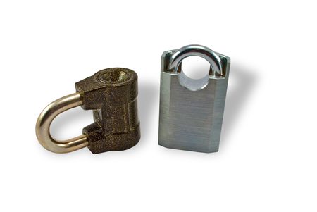 Two locks, the isolated image on a white backgroundの写真素材