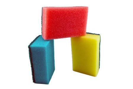Kitchen sponges  isolated on a white background の写真素材