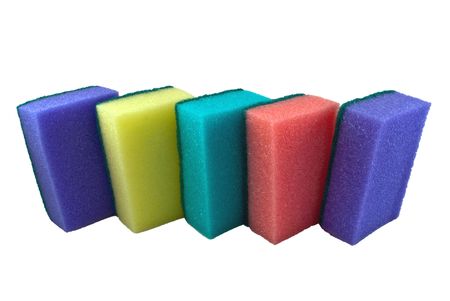 Kitchen sponges  isolated on a white background の写真素材