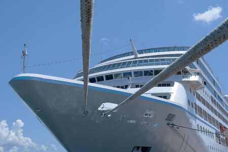 Cruise ship docked in port の写真素材