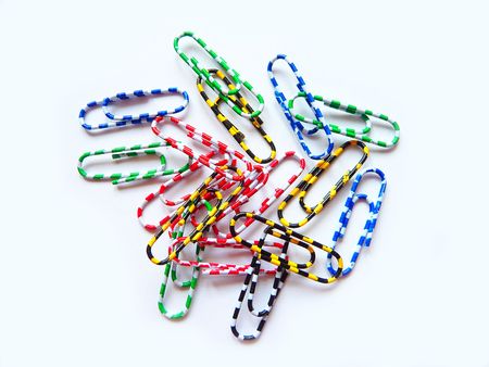 The multi - coloured writing paper clipsの写真素材