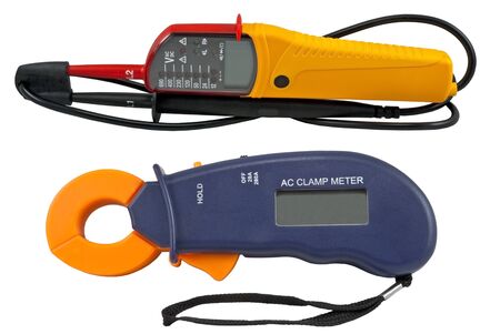 Digital  multimeters on a white backgroundの写真素材