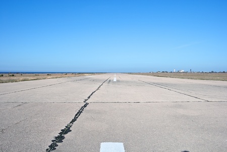 Old airport runway near Sevastopol townの写真素材
