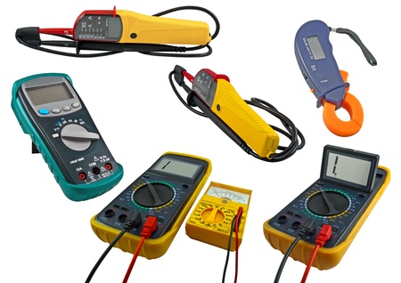 Digital  multimeters on a white background