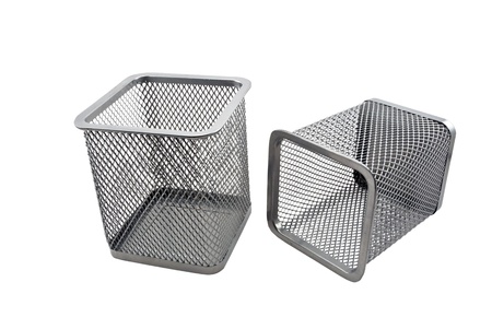 Empty containers of pencils isolated on a whiteの写真素材