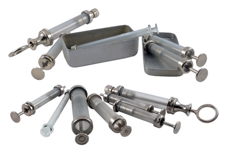 Medical syringes on a white backgroundの写真素材