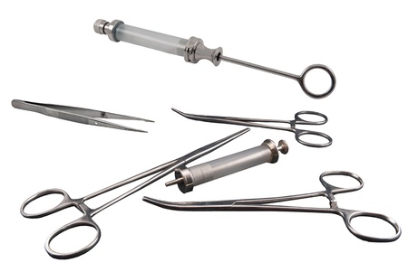 Medical syringes on a white backgroundの写真素材